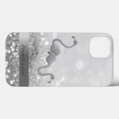Modern Flamingos Silver Glitzer Bokeh Case-Mate iPhone Hülle (Rückseite (Horizontal))