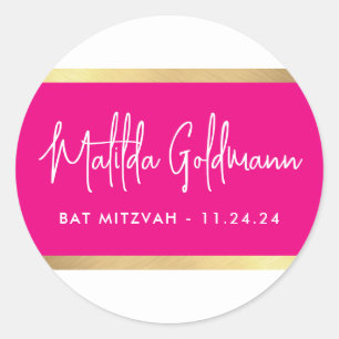 MODERN Fledermaus mitzvah ultra trendy rosa Gold Runder Aufkleber