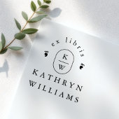 Modern Fleuron Monogram Ex Libris Bookplate Book Permastempel