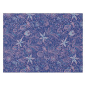 Modern | FLORABdruck | Mauve auf Royal Blue Tischdecke (Vorderseite (Horizontal))