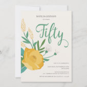 Modern Floral 50. Geburtstagsparty Einladung (Vorderseite)