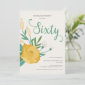 Modern Floral 60. Geburtstagsparty Einladung (Stehend Vorderseite)