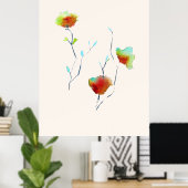 Modern Floral Abstract art flower watercolor Poster (Heimbüro)