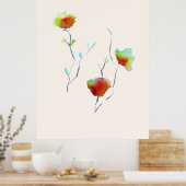 Modern Floral Abstract art flower watercolor Poster (Küche)