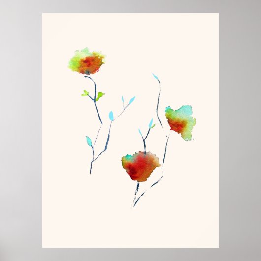 Modern Floral Abstract art flower watercolor Poster (Vorne)