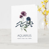 Modern Floral Aquarius Zodiac Sign Birthday Karte (Gelbe Blume)