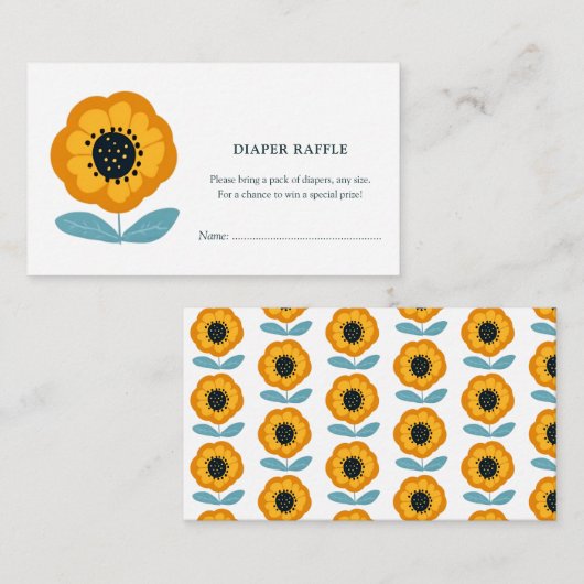 Modern Floral Baby Shower Diaper Raffle Begleitkarte (Vorne/Hinten)