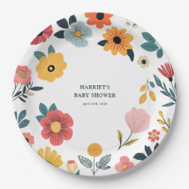Modern Floral Baby Shower Pappteller