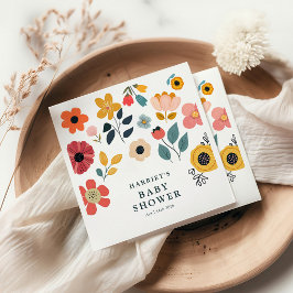 Modern Floral Baby Shower Serviette