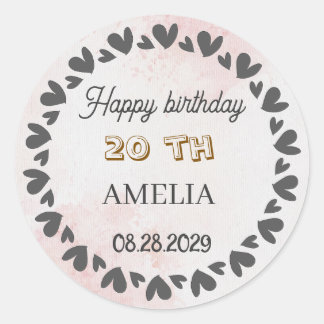 Modern Floral Birthday | Elegant Flower Design  Runder Aufkleber