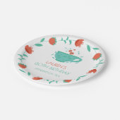Modern Floral Birthday - Tea Party Paper Plate Pappteller (Schrägansicht)