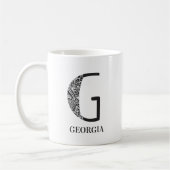 Modern Floral Black and White Initial G and Name Kaffeetasse (Links)