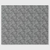 Modern Floral Black White Wrapping Paper Geschenkpapier (Flach)