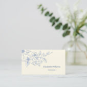 Modern Floral Blue Cream Magnolia | QR-Code Visitenkarte (Stehend Vorderseite)
