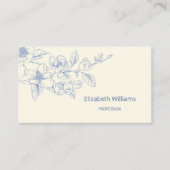 Modern Floral Blue Cream Magnolia | QR-Code Visitenkarte (Vorderseite)