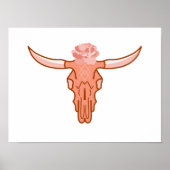 Modern floral Boho Kuh Skull Art Poster (Vorne)