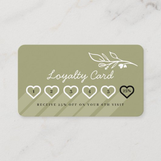 Modern Floral Botanic Line-Art Logo Loyalty Card Treuekarte (Vorderseite)