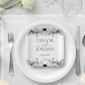 Modern Floral Botanical Border Wedding  Pappteller