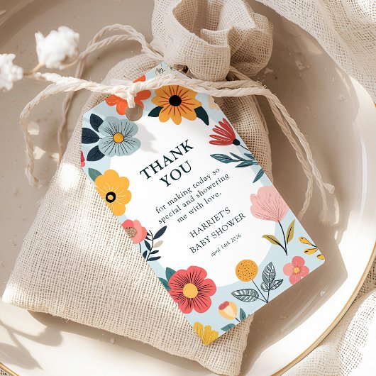 Modern Floral Boy Baby Shower Favor Geschenkanhänger