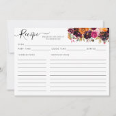 Modern Floral Burgund Terracotta Rosa Rezept Karte (Vorderseite)