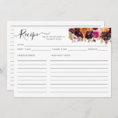 Modern Floral Burgund Terracotta Rosa Rezept Karte (Vorne/Hinten)
