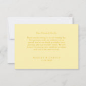 Modern Floral Butter Yellow Wedding Dankeskarte (Rückseite)