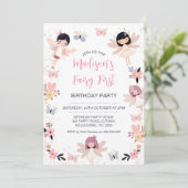 Modern Floral Butterfly Fairy erster Geburtstag Einladung (Stehend Vorderseite)