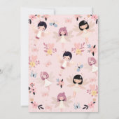 Modern Floral Butterfly Fairy erster Geburtstag Einladung (Rückseite)