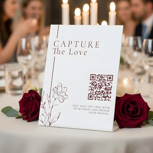 Modern Floral Capture The Love Photo Share QR Code Sockelschild