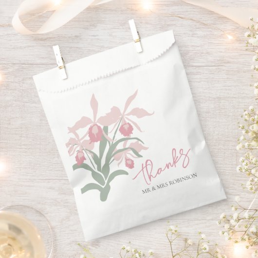 Modern floral Cattleya orchid dusty pink wedding Geschenktütchen (Ausgeschnitten)