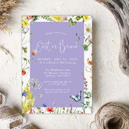 Modern Floral Chic Lavender Easter Brunch Einladung