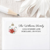 Modern Floral Christmas Ornament Return Address (Insitu)
