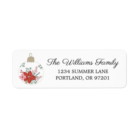 Modern Floral Christmas Ornament Return Address (Vorne)