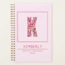 Modern Floral Colorful Monogram Letter K Planer