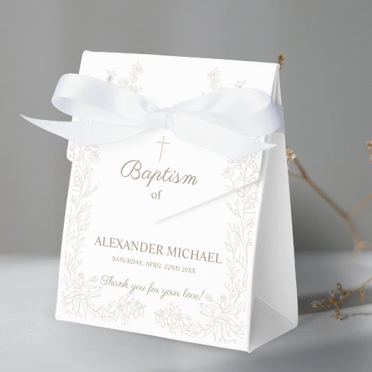 Modern Floral Cross Christian Baptism Thank You Geschenkschachtel
