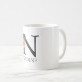 Modern Floral Customizable Monogrammed Letter N Kaffeetasse (VorderseiteRechts)