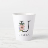 Modern Floral Customizable Monogrammed Letter U Milchtasse (Vorderseite)