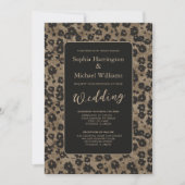 Modern Floral Elegant Black Wedding Invite QR Code Einladung (Vorderseite)