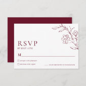 Modern Floral Elegant Burgundy Wedding RSVP Card (Vorne/Hinten)