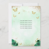 Modern Floral Emerald Green Gold Tiara Quinceañera Einladung (Rückseite)