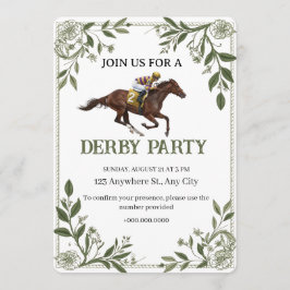 Modern Floral Equestrian Derby Invitation Einladung