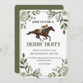 Modern Floral Equestrian Derby Invitation Einladung (Vorne/Hinten)