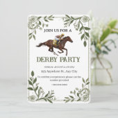 Modern Floral Equestrian Derby Invitation Einladung (Stehend Vorderseite)