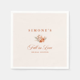 Modern Floral Fall In Love Bridal Shower  Serviette