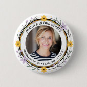 Modern Floral Forever in our Hearts Photo Button (Vorderseite)