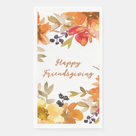 Modern Floral Friendsgiving Serviette (Vorderseite)