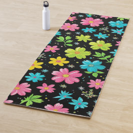 Modern floral geometric modern pattern colorful yogamatte