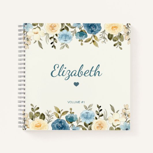Modern Floral Girly Trendy Sketchbook Personalisie Notizblock (Vorderseite)