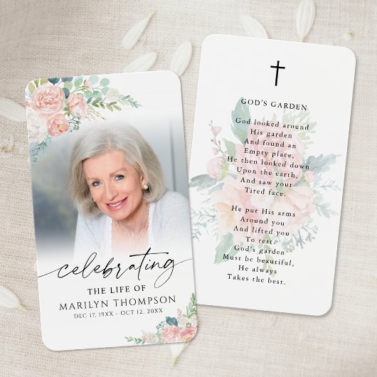 Modern Floral God's Garden Photo Prayer Card