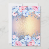 Modern Floral Gold Glitzer 90. Geburtstag Einladung (Rückseite)